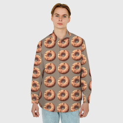 Мужская рубашка oversize 3D Паттерн пончик в стиле аниме - фото 2