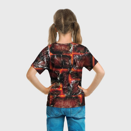 Детская футболка 3D Камни в пылающей лаве, цвет 3D печать - фото 6