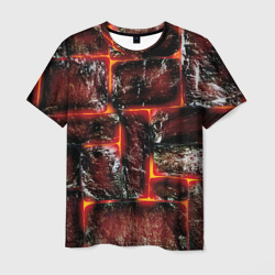 Мужская футболка 3D Камни в пылающей лаве