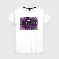 Женская футболка хлопок Фиолетовый леопард с короной