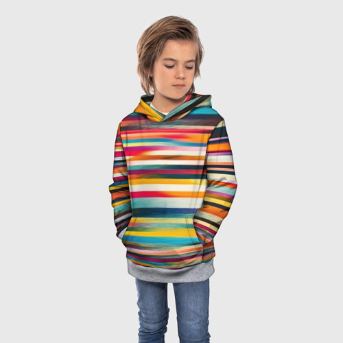 Детская толстовка 3D Разноцветные горизонтальные полосы, цвет меланж - фото 3
