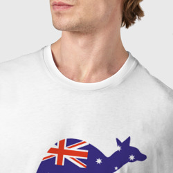 Футболка с принтом Австралийский кенгуру для мужчины, вид на модели спереди №4. Цвет основы: белый