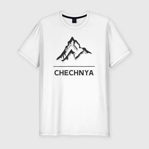Мужская футболка хлопок Slim с принтом Чечня Россия, вид спереди #2