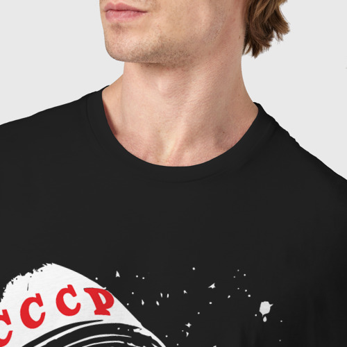 Мужская футболка хлопок Гагарин СССР, цвет черный - фото 6