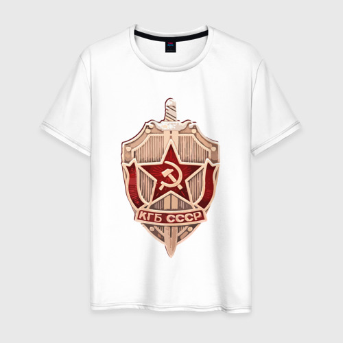 Мужская футболка из хлопка с принтом КГБ СССР, вид спереди №1