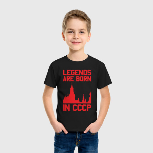 Детская футболка хлопок Легенды рождаются в СССР, цвет черный - фото 3