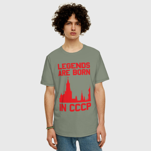 Мужская футболка хлопок Oversize с принтом Легенды рождаются в СССР, фото на моделе #1