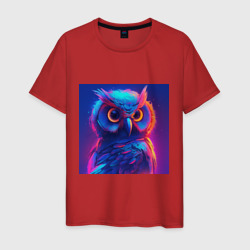 Мужская футболка хлопок Яркая неоновая сова