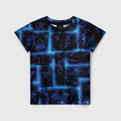 Детская футболка 3D Камни и голубой неон