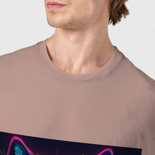 Мужская футболка хлопок Неновый волк, цвет пыльно-розовый - фото 6