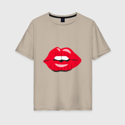Женская футболка хлопок Oversize Страстный поцелуй