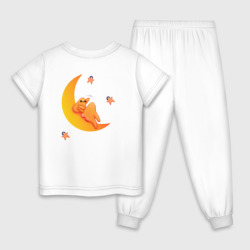 Пижама с принтом Сияй как звезды над нами для ребенка, вид сзади №1. Цвет основы: белый