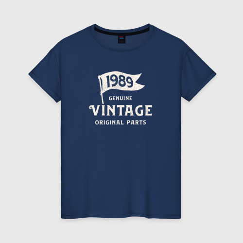 Женская футболка хлопок с принтом 1989 подлинный винтаж - оригинальные детали, вид спереди #2