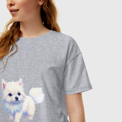 Женская футболка хлопок Oversize Милый пушистый щеночек - фото 2