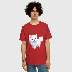 Мужская футболка хлопок Oversize Милый пушистый щеночек - фото 2