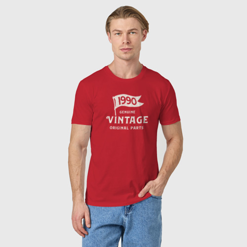 Мужская футболка хлопок 1990 подлинный винтаж - оригинальные детали, цвет красный - фото 3