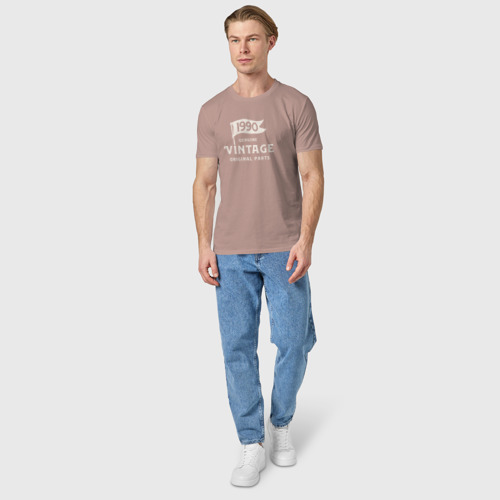 Мужская футболка хлопок 1990 подлинный винтаж - оригинальные детали, цвет пыльно-розовый - фото 5
