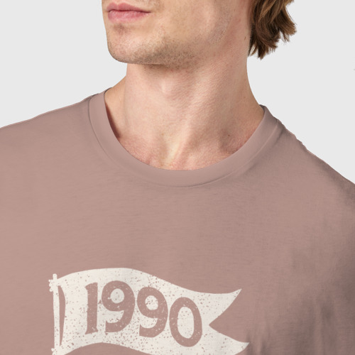Мужская футболка хлопок 1990 подлинный винтаж - оригинальные детали, цвет пыльно-розовый - фото 6