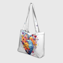 Пляжная сумка 3D Цветочное сердце с птицами - фото 2