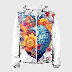 Женская куртка 3D Цветочное сердце с птицами