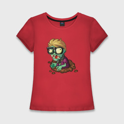 Женская футболка хлопок Slim Зомби в очках под землёй