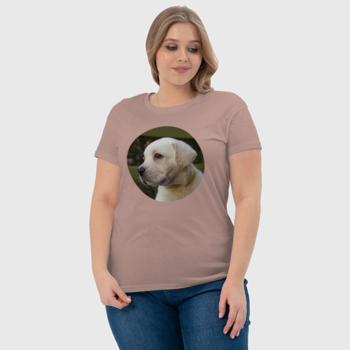 Женская футболка хлопок с принтом Щеночек лабрадора, фото #4