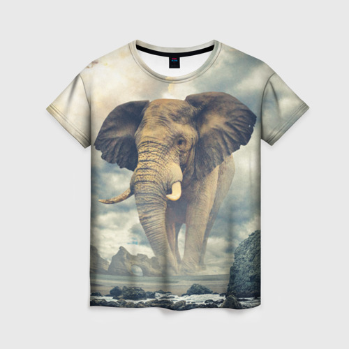 Женская футболка 3D Гигантский слон, цвет 3D печать