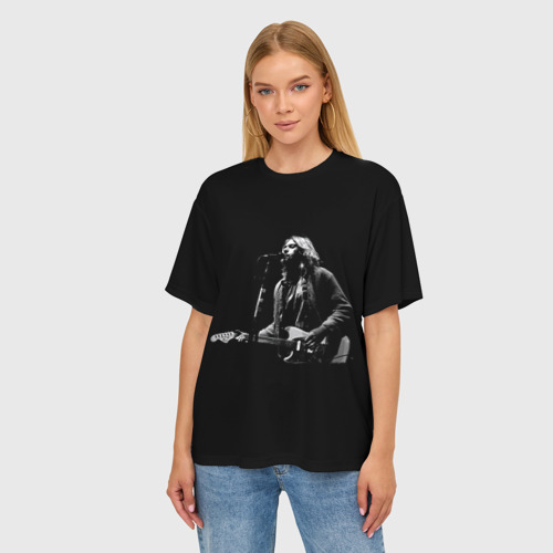 Женская футболка oversize 3D Курт Кобейн с гитарой, цвет 3D печать - фото 3