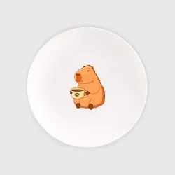Тарелка Капибара с кружкой горячего кофе