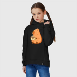Детское худи Oversize хлопок Капибара с кружкой горячего кофе - фото 2