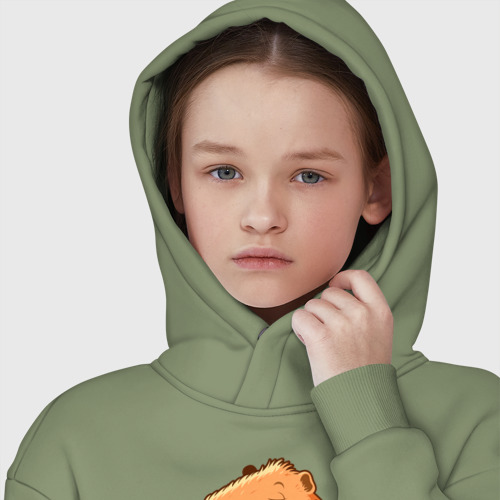 Детское худи Oversize хлопок с принтом Капибара с кружкой горячего кофе - картинка 6 Детское худи Oversize хлопок Капибара с кружкой горячего кофе - фото 6