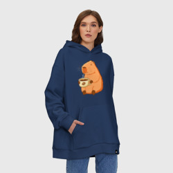 Худи SuperOversize хлопок Капибара с кружкой горячего кофе - фото 2