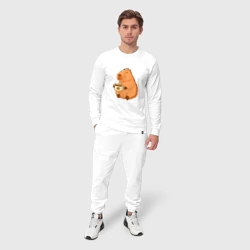 Мужской костюм хлопок Капибара с кружкой горячего кофе - фото 2