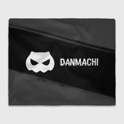 Плед с принтом DanMachi glitch на темном фоне: надпись и символ, вид спереди №1