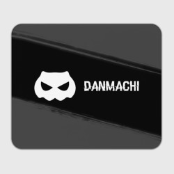 Прямоугольный коврик для мышки DanMachi glitch на темном фоне: надпись и символ