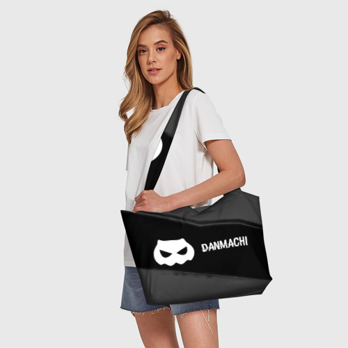 Пляжная сумка 3D DanMachi glitch на темном фоне: надпись и символ - фото 5