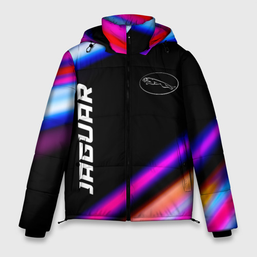 Мужская зимняя куртка 3D Jaguar Speed lights, цвет черный