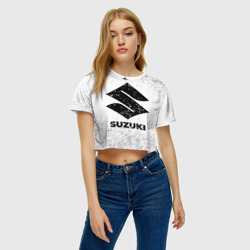 Женская футболка Crop-top 3D Suzuki с потертостями на светлом фоне - фото 2