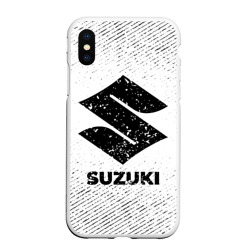 Чехол для iPhone XS Max матовый Suzuki с потертостями на светлом фоне