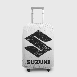 Чехол для чемодана 3D Suzuki с потертостями на светлом фоне