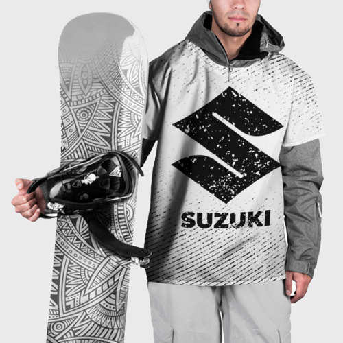 Накидка на куртку 3D Suzuki с потертостями на светлом фоне, цвет 3D печать