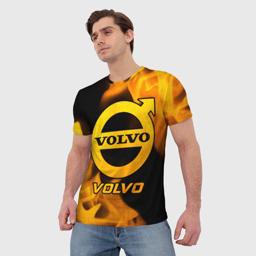 Мужская футболка 3D Volvo - gold gradient, цвет 3D печать - фото 3