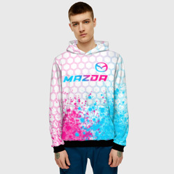 Мужская толстовка 3D Mazda neon gradient style: символ сверху - фото 2