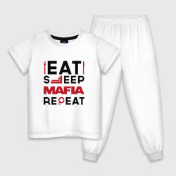 Детская пижама хлопок Надпись: eat sleep Mafia repeat