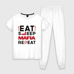 Женская пижама хлопок Надпись: eat sleep Mafia repeat