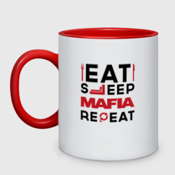 Кружка двухцветная Надпись: eat sleep Mafia repeat