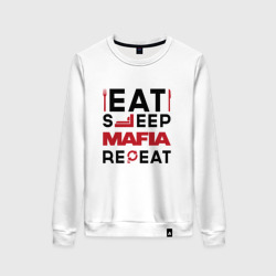 Женский свитшот хлопок Надпись: eat sleep Mafia repeat