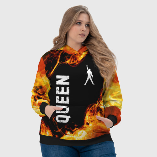 Женская толстовка 3D с принтом Queen и пылающий огонь, фото #4
