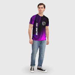Футболка с принтом Blink 182 violet plasma для мужчины, вид на модели спереди №3. Цвет основы: белый