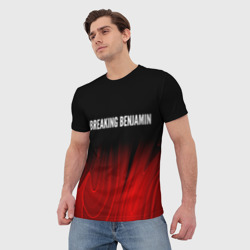 Мужская футболка 3D Breaking Benjamin red plasma - фото 2